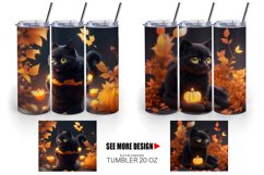 3D Black Cat Halloween | Tumbler Sublimation Wrap Product Image 5