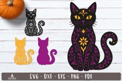 3d Black Cat Halloween Layered SVG design