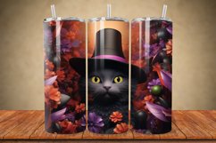 3D Black Cat in Witch Hat 20oz/30oz Skinny Tumbler Product Image 1