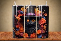 3D Black Cat in Witch Hat 20oz/30oz Skinny Tumbler Product Image 1