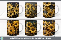 Bundle of six 3D Black-eyed Susans Mug Wrap designs.