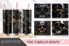 3D Black Gold Skull Tumbler Wrap Product Image 1