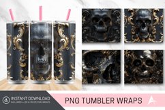 3D Black Gold Skull Tumbler Wrap Product Image 1