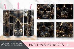 3D Black Gold Skull Tumbler Wrap Product Image 1