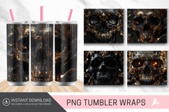 3D Black Gold Skull Tumbler Wrap Product Image 1