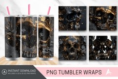 3D Black Gold Skull Tumbler Wrap Product Image 1