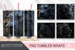 3D Black Lion Tumbler wrap Product Image 1