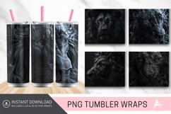 3D Black Lion Tumbler wrap Product Image 1