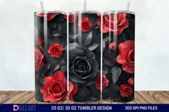 3D Black Red Roses Tumbler Wrap Product Image 1