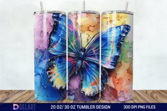3D Blue Butterfly Watercolor Tumbler Wrap Product Image 1