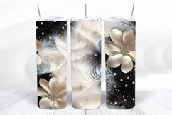 3D Blue floral 20 oz Skinny Tumbler Wrap Sublimation Design