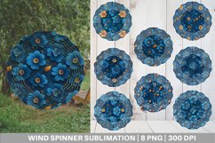 3D Blue Floral Wind Spinner | Sublimation Spinner Design Product Image 1