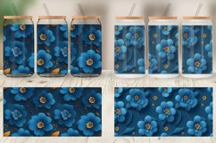 Glass Can Wraps 3D Blue Floral Product Image 4