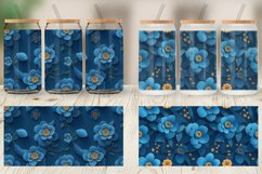 Glass Can Wraps 3D Blue Floral Product Image 5