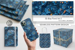 Digital Paper 3D Blue Floral Product Image 1