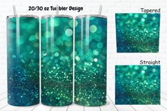 3D Blue Green Glitter 20/30oz Skinny Tumbler Product Image 1