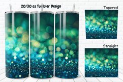 3D Blue Green Glitter 20/30oz Skinny Tumbler Product Image 1