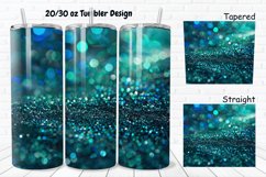 3D Blue Green Glitter 20/30oz Skinny Tumbler Product Image 1
