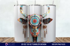 3D Boho Cow Skull Tumbler Wrap Product Image 1