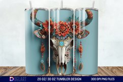 3D Boho Cow Skull Tumbler Wrap Product Image 1