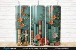 3D Books And Flowers 20/30oz Skinny Tumbler Product Image 1