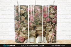 3D Books And Flowers 20/30oz Skinny Tumbler Product Image 1