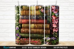 3D Books And Flowers 20/30oz Skinny Tumbler Product Image 1