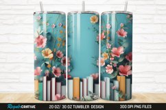 3D Books And Flowers 20/30oz Skinny Tumbler Product Image 1