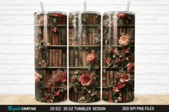 3D Books And Flowers 20/30oz Skinny Tumbler Product Image 1