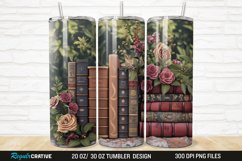 3D Books And Flowers 20/30oz Skinny Tumbler Product Image 1