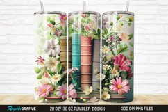 3D Books And Flowers 20/30oz Skinny Tumbler Product Image 1