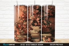 3D Books And Flowers 20/30oz Skinny Tumbler Product Image 1