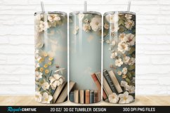 3D Books And Flowers 20/30oz Skinny Tumbler Product Image 1