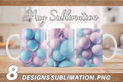 3D Bubbles Unicorn Color | Mug sublimation design Product Image 1