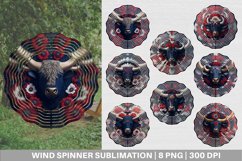 3D Highland Cow | 4th of July Wind Spinner | Sublimation Product Image 1