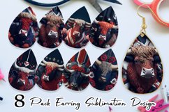 Patriotic 3d Highland Cow Earring teardrop sublimation Product Image 1