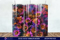 3D Burned Aster Flowers Tumbler Wrap Product Image 1
