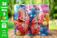 3D Butterflies, Colorful 20 oz Skinny Tumbler