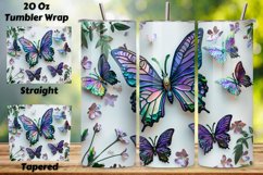 3D Butterflies Floral Tumbler Wrap, Seamless Butterfly png