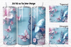 3D Butterflies Flowers 20/30oz Skinny Tumbler Product Image 1