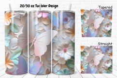3D Butterflies Flowers 20/30oz Skinny Tumbler Product Image 1