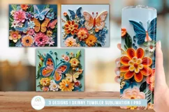 3D Butterflies and Fowers Paper Quill Tumbler Wrap Product Image 1
