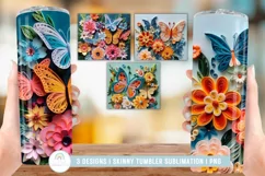 3D Butterflies and Fowers Paper Quill Tumbler Wrap Product Image 2