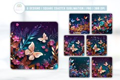 3D Metallic Butterflies Square Coaster Sublimation Product Image 1