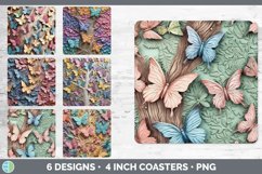 Bundle of six Sculpture Butterflies Square Coaster designs.