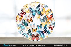 3D Butterflies Wind Spinner Sublimation Design PNG Product Image 1