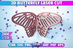 3D Butterfly Laser Cut | Butterfly Laser Cut SVG Design Product Image 1