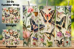 3D Butterfly Bloom Tumbler Wrap, Seamless Butterfly png