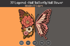 3D Layered Half butterfly half flower Product Image 2