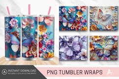 3D Butterfly Flowers Tumbler Wrap Product Image 1